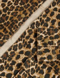 Denim Leopard Print Collarless Jacket -Marksandspencer Sale Store denim leopard print collarless jacket 10