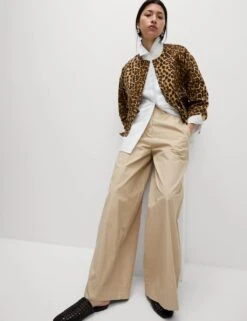 Denim Leopard Print Collarless Jacket -Marksandspencer Sale Store denim leopard print collarless jacket 13