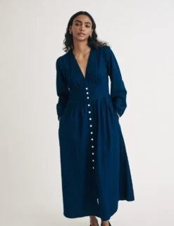 Denim V-Neck Midaxi Tea Dress -Marksandspencer Sale Store denim v neck midaxi tea dress 6