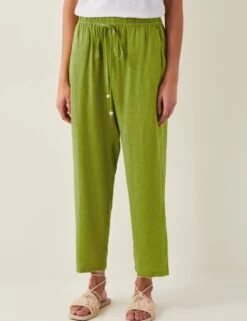 MONSOON Drawstring Straight Leg Trousers With Linen -Marksandspencer Sale Store drawstring straight leg trousers with linen 4
