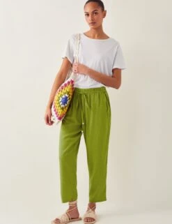 MONSOON Drawstring Straight Leg Trousers With Linen -Marksandspencer Sale Store drawstring straight leg trousers with linen 6