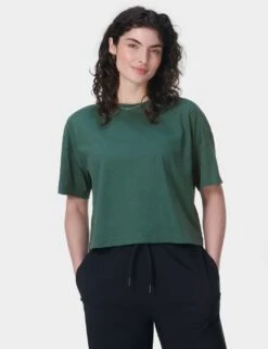 Sweaty Betty Essential Cotton Rich Crew Neck Crop T-Shirt -Marksandspencer Sale Store essential cotton rich crew neck crop t shirt 14