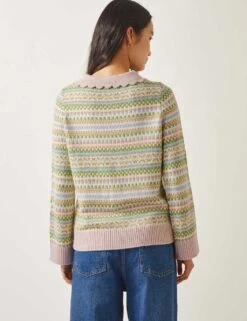 MONSOON Fair Isle Collared Cardigan With Wool -Marksandspencer Sale Store fair isle collared cardigan with wool 4