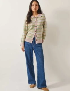 MONSOON Fair Isle Collared Cardigan With Wool -Marksandspencer Sale Store fair isle collared cardigan with wool 6