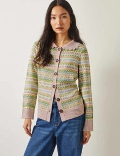 MONSOON Fair Isle Collared Cardigan With Wool -Marksandspencer Sale Store fair isle collared cardigan with wool 7