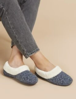 Jones Bootmaker Faux Fur Lined Round Toe Slippers -Marksandspencer Sale Store faux fur lined round toe slippers 10