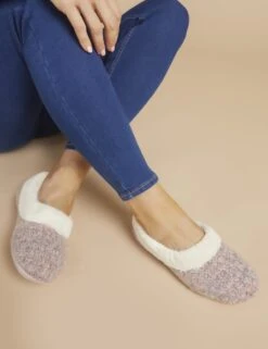 Jones Bootmaker Faux Fur Lined Round Toe Slippers -Marksandspencer Sale Store faux fur lined round toe slippers 5