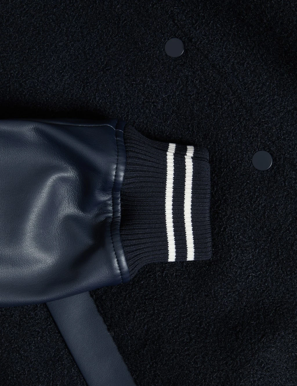 Faux Leather Relaxed College Bomber Jacket 9 Faux Leather Relaxed College Bomber Jacket - Image 9