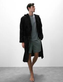 Fleece Supersoft Hooded Dressing Gown -Marksandspencer Sale Store fleece supersoft dressing gown 2