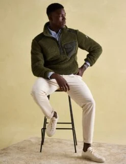 Joules Fleece Textured Half Zip Jumper -Marksandspencer Sale Store fleece textured half zip jumper 14