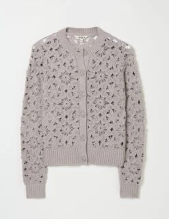 Floral Open Knit Crew Neck Cardigan -Marksandspencer Sale Store floral open knit crew neck cardigan 5