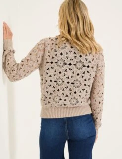 Floral Open Knit Crew Neck Cardigan -Marksandspencer Sale Store floral open knit crew neck cardigan 7