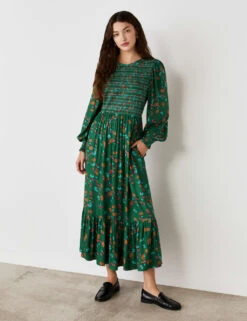 Floral Shired Midi Smock Dress -Marksandspencer Sale Store floral shired midi smock dress 10