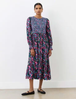Floral Shired Midi Smock Dress -Marksandspencer Sale Store floral shired midi smock dress 4