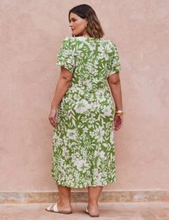 Floral V-Neck Angel Sleeve Midaxi Tea Dress -Marksandspencer Sale Store floral v neck angel sleeve midaxi tea dress 5