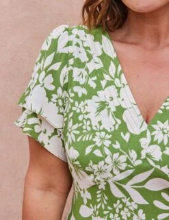 Floral V-Neck Angel Sleeve Midaxi Tea Dress -Marksandspencer Sale Store floral v neck angel sleeve midaxi tea dress 7