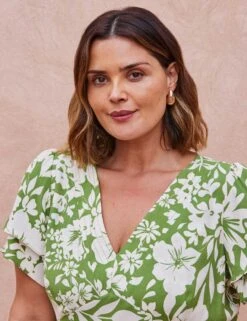 Floral V-Neck Angel Sleeve Midaxi Tea Dress -Marksandspencer Sale Store floral v neck angel sleeve midaxi tea dress 8