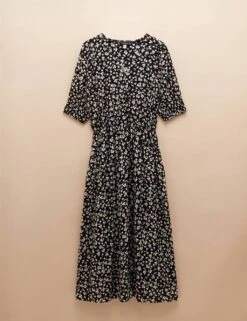 Joules Floral V-Neck Midi Waisted Dress -Marksandspencer Sale Store floral v neck midi waisted dress 6