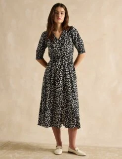 Joules Floral V-Neck Midi Waisted Dress -Marksandspencer Sale Store floral v neck midi waisted dress 7