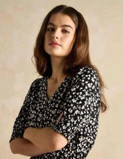 Joules Floral V-Neck Midi Waisted Dress -Marksandspencer Sale Store floral v neck midi waisted dress 9