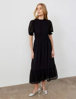 Georgette Textured Shirred Midi Tea Dress 19 Georgette Textured Shirred Midi Tea Dress -Marksandspencer Sale Store georgette textured shirred midi tea dress 5