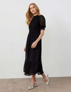 Georgette Textured Shirred Midi Tea Dress 22 Georgette Textured Shirred Midi Tea Dress -Marksandspencer Sale Store georgette textured shirred midi tea dress 8