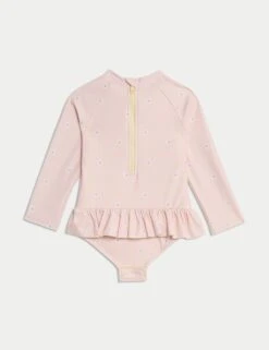 Gingham Floral Frill Long Sleeve Swimsuit (0-3 Yrs) -Marksandspencer Sale Store gingham floral frill long sleeve swimsuit 0 3 yrs 1 4