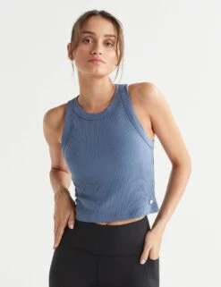 Harmony Cotton Rich Rib Crop Vest Top -Marksandspencer Sale Store harmony cotton rich rib crop vest top 18