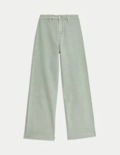 High Waisted Wide Leg Ankle Grazer Jeans -Marksandspencer Sale Store high waist wide leg jeans