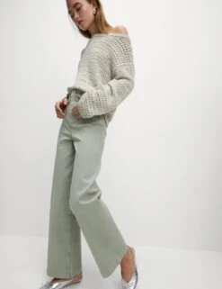 High Waisted Wide Leg Ankle Grazer Jeans -Marksandspencer Sale Store high waist wide leg jeans 3