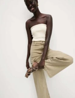 High Waisted Wide Leg Ankle Grazer Jeans -Marksandspencer Sale Store high waist wide leg jeans 7