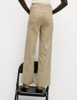 High Waisted Wide Leg Ankle Grazer Jeans -Marksandspencer Sale Store high waist wide leg jeans 9