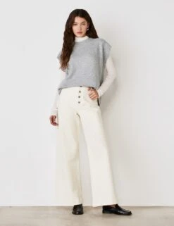 High Waisted Button Front Wide Leg Jeans -Marksandspencer Sale Store high waisted button front wide leg jeans 15