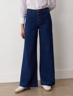 High Waisted Button Front Wide Leg Jeans -Marksandspencer Sale Store high waisted button front wide leg jeans 4