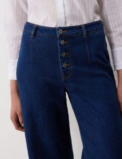High Waisted Button Front Wide Leg Jeans -Marksandspencer Sale Store high waisted button front wide leg jeans 5