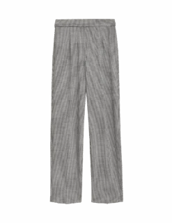 Jersey Checked Straight Leg Trousers 13 Jersey Checked Straight Leg Trousers -Marksandspencer Sale Store jersey checked straight leg trousers