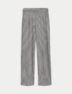 Jersey Checked Straight Leg Trousers 16 Jersey Checked Straight Leg Trousers -Marksandspencer Sale Store jersey checked straight leg trousers 6