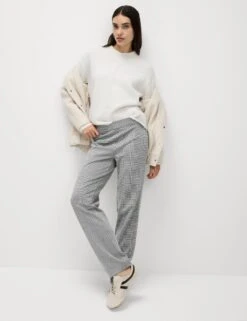 Jersey Checked Straight Leg Trousers 17 Jersey Checked Straight Leg Trousers -Marksandspencer Sale Store jersey checked straight leg trousers 7