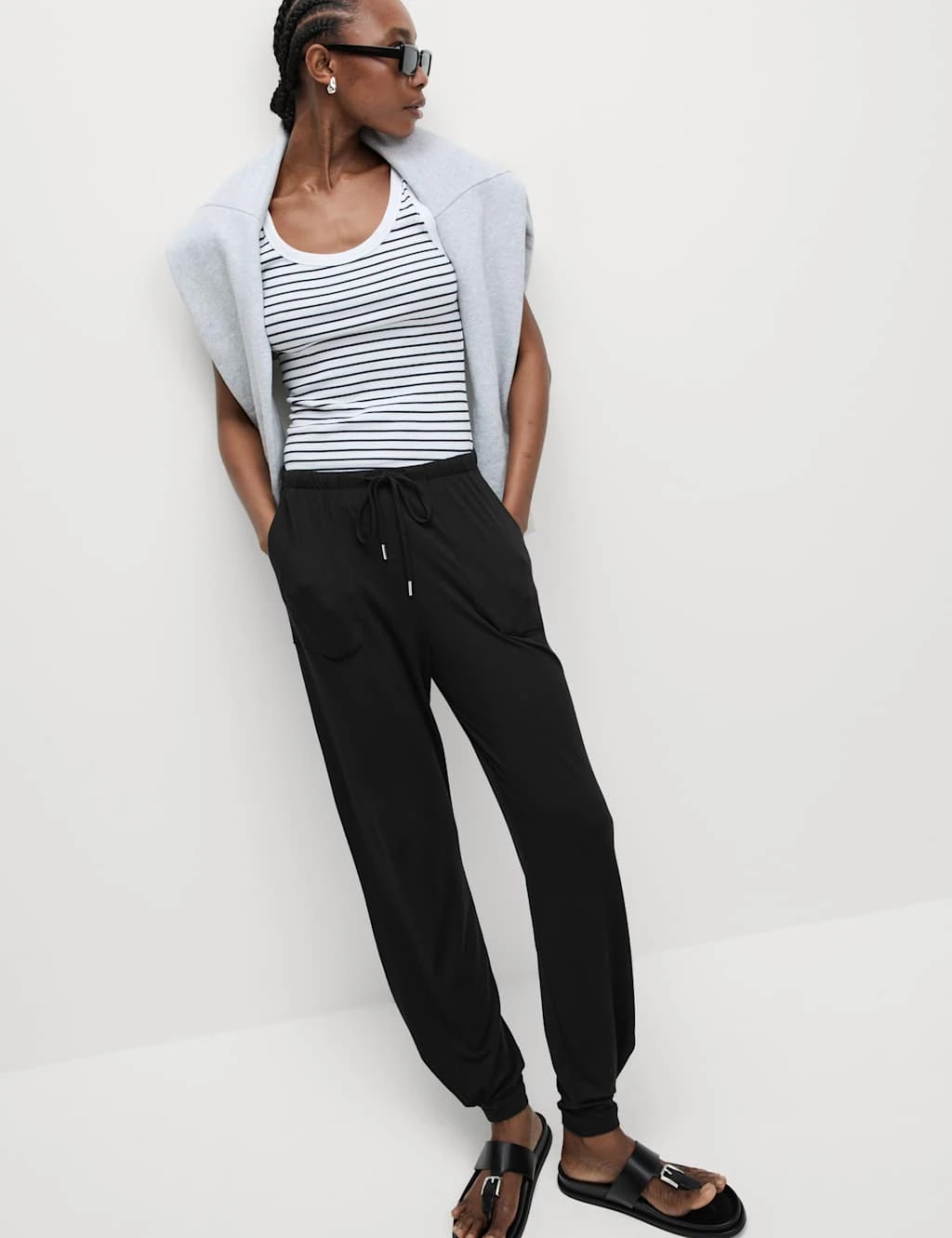 Jersey Drawstring Pintuck Tapered Trousers 16 Jersey Drawstring Pintuck Tapered Trousers - Image 16