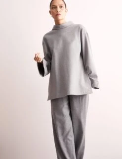 Jaeger Jersey Funnel Neck Split Hem Relaxed Jumper -Marksandspencer Sale Store jersey funnel neck split hem relaxed jumper 11