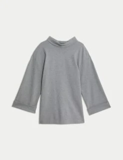 Jaeger Jersey Funnel Neck Split Hem Relaxed Jumper -Marksandspencer Sale Store jersey funnel neck split hem relaxed jumper 8