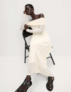 Jersey Lace Bardot Midi Waisted Dress 24 Jersey Lace Bardot Midi Waisted Dress -Marksandspencer Sale Store jersey lace bardot midi waisted dress 10