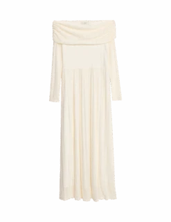 Jersey Lace Bardot Midi Waisted Dress 21 Jersey Lace Bardot Midi Waisted Dress -Marksandspencer Sale Store jersey lace bardot midi waisted dress