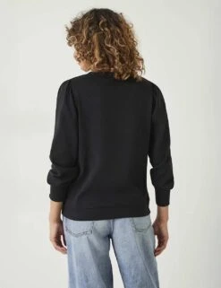 Jersey Puff Sleeve Sweatshirt -Marksandspencer Sale Store jersey puff sleeve top 2