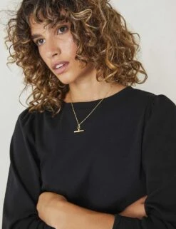 Jersey Puff Sleeve Sweatshirt -Marksandspencer Sale Store jersey puff sleeve top