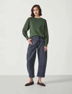 Jersey Puff Sleeve Sweatshirt -Marksandspencer Sale Store jersey puff sleeve top 7
