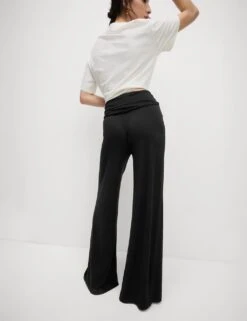 Jersey Pull On Fold Over Wide Leg Trousers -Marksandspencer Sale Store jersey pull on fold over wide leg trousers 4