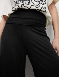 Jersey Pull On Fold Over Wide Leg Trousers -Marksandspencer Sale Store jersey pull on fold over wide leg trousers 5