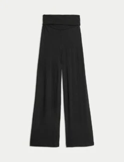 Jersey Pull On Fold Over Wide Leg Trousers -Marksandspencer Sale Store jersey pull on fold over wide leg trousers 6