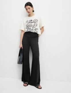 Jersey Pull On Fold Over Wide Leg Trousers -Marksandspencer Sale Store jersey pull on fold over wide leg trousers 7